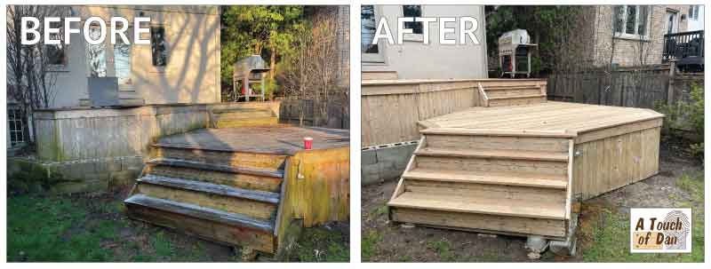 Removing algae from cedar deck in Leaside