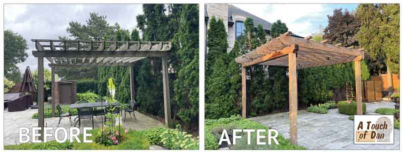 Removing old stain on pergola in Leaside